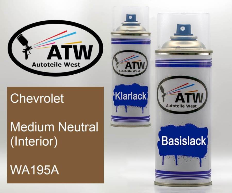 Chevrolet, Medium Neutral (Interior), WA195A: 400ml Sprühdose + 400ml Klarlack - Set, von ATW Autoteile West.